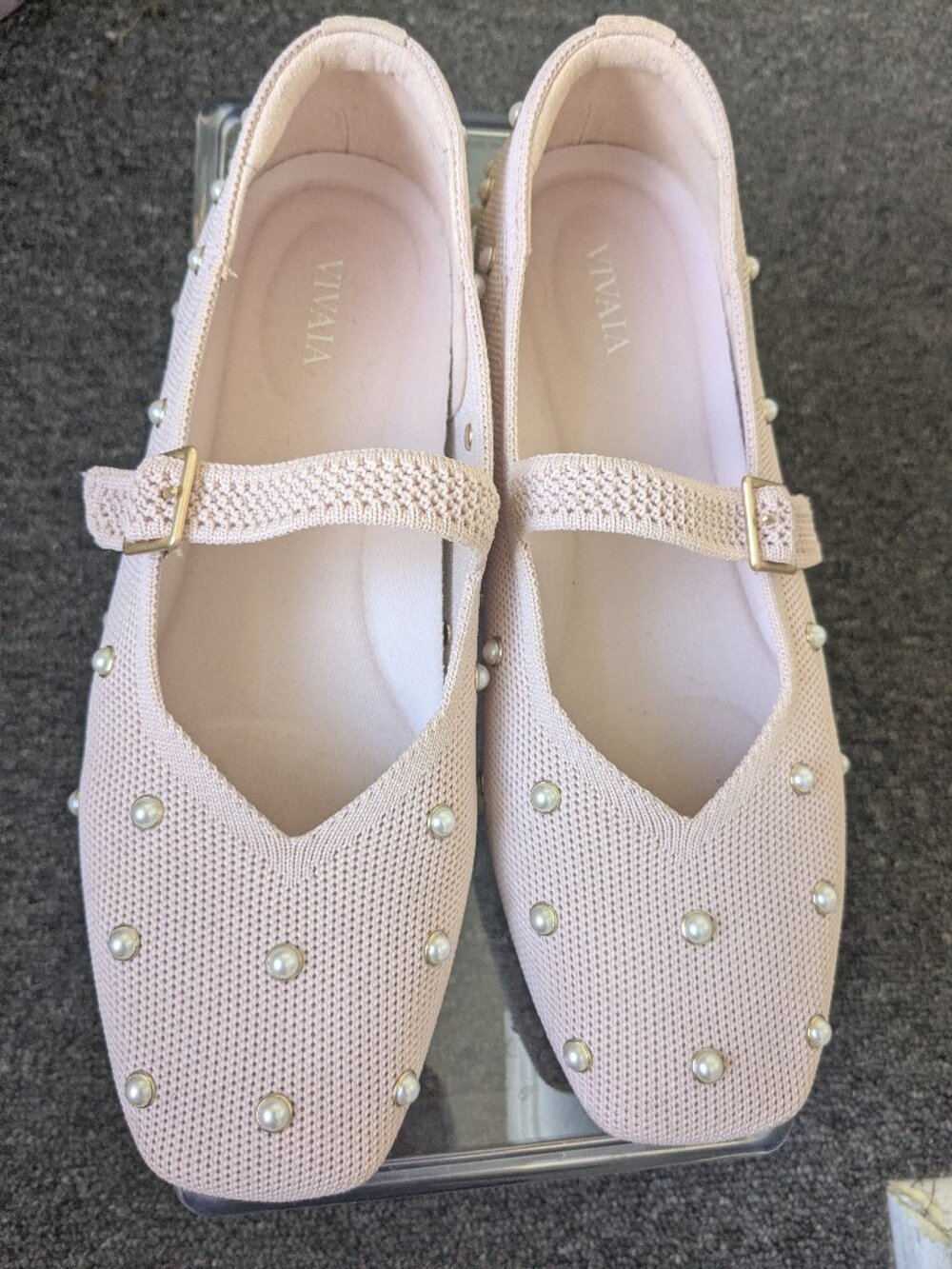 Vivaia Mary Jane square toe pearl blush shoes 6.5M